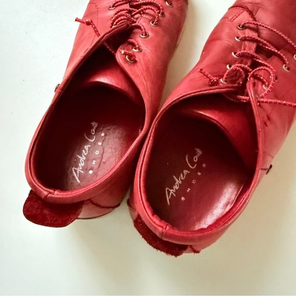 Andrea Conti Red Leather Lace-Up Sneakers | Made in Europe - Picture 5 of 6
